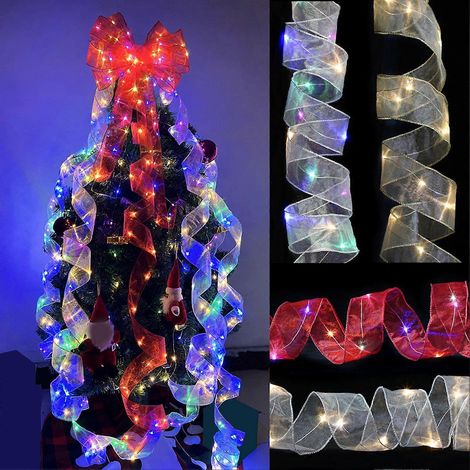 Doppellagige LED-Lichterkette aus Tüll, warmes und farbenfrohes Licht, batteriebetrieben, für den Weihnachtsbaum. (1/4)