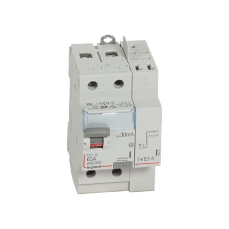 Legrand - Interrupteur diffu00e9rentiel - DX3 - 2P - 63A - 30mA - Type F - Du00e9part Haut Auto - Ru00e9f : 411592+406300 (1/5)