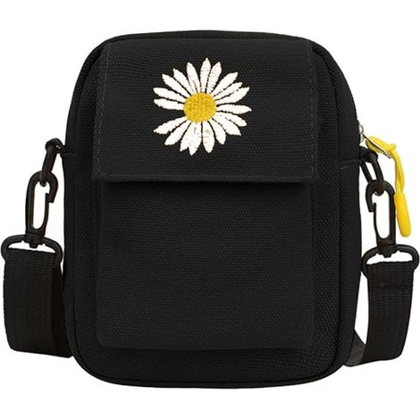Sac bandoulière pour téléphone, adorable mini sac à bandoulière en toile avec fermeture éclair, portefeuille pour téléphone portable, double compartiment et bandoulière réglable. (1/5)