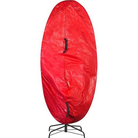 Vertikale Aufbewahrungstasche für künstliche Weihnachtsbäume, 76 x 152 cm, rot, mit Reißverschluss, Tragegriffen und Kordelzug. (1/5)