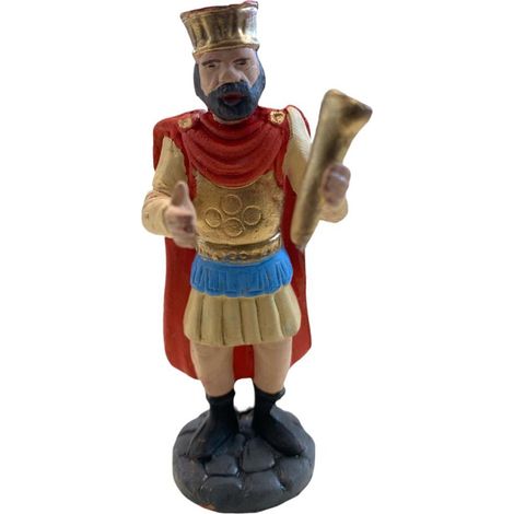 Soldato romano con tromba statuetta in terracotta artigianale per presepe napoletano da h 10 cm