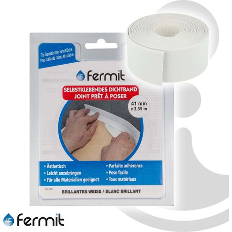Fermit Abdichtband Wanne Dusche Spüle, hochelastisch, wasserdicht, vorgeformt 40 mm x 3,35 m - 23042 (1/5)