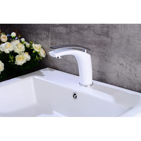 Weiß Wasserhahn Badarmatur Waschtischarmatur Einhandmischer Mischbatterie Waschbecken Armatur für Bad Küche