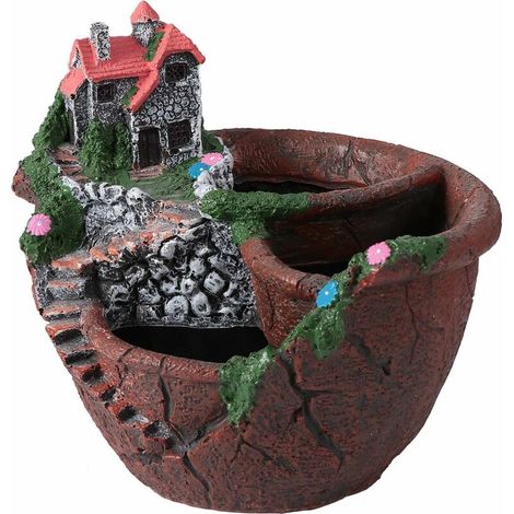 Green Mobility-Pot de fleurs créatif Mini Fée Jardin Fleurs Plantes pour DIY Intérieur Extérieur Décoration Café 17,8 x 15,5 cm marron (1/5)