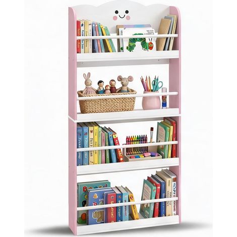 Bibliothèque Enfant 4 Étagères Bois Rose 60 x 15 x 120,5 cm (1/5)
