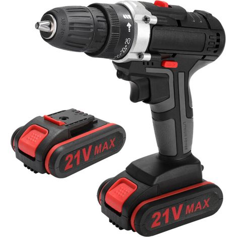 Perceuse à percussion électrique 21V, perceuses à main rechargeables sans fil, outils électriques de bricolage à domicile, batterie 2 pièces