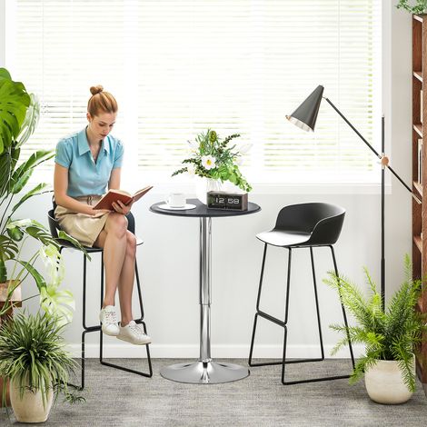 Table de Bar Bistro Mange-debout Chic Style Contemporain Table Ronde Hauteur réglable 67-93 cm Ø 63 cm Plateau pivotant 360° métal Noir