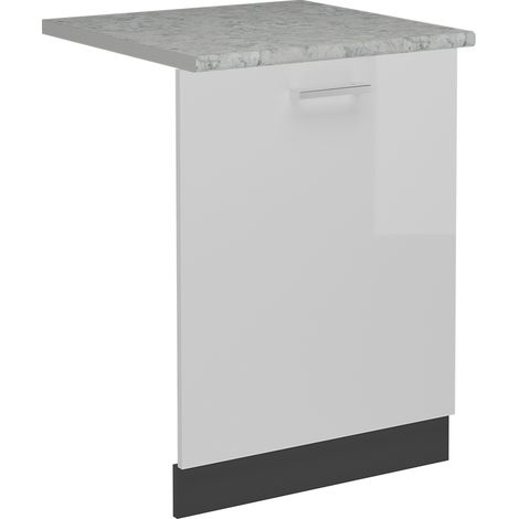 Tapa del lavavajillas R-Line, Blanco alto brillo, 60 cm , ET Mármol, Vicco
