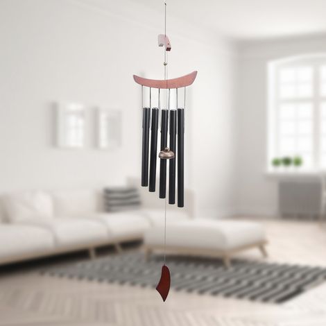 Carillon éolien suspendu en métal à 5 tubes pour la décoration de la maison, de la chambre, du jardin et de la cour. (1/5)