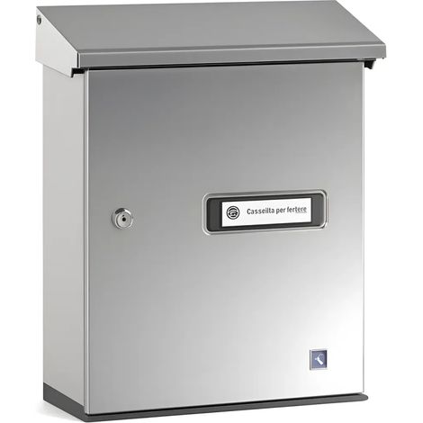 Silmec 10-017 SERENISSIMA Cassetta Postale da Esterno Formato Rivista con Tetto Parapioggia Apribile e Apertura Frontale a Libro colore Inox Satinato (1/4)