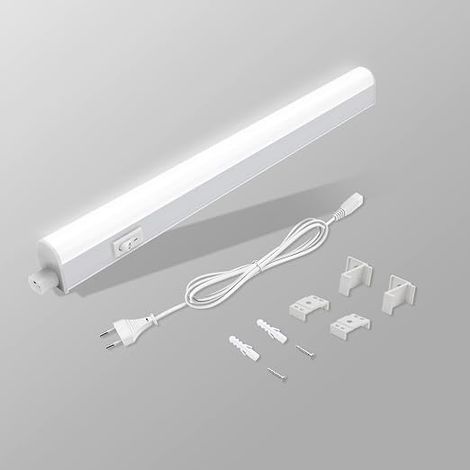 LED Kitchen Strip Light 5W with On/Off Switch, 31.5 cm LED Lighting 500lm Neutral White 4000K Connectable LED Tube, Cupboard Lamp for Study, Workshop, Staircase (1/5)