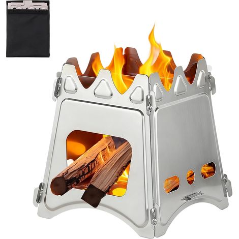 Mini Poele a Bois Camping, Rechaud Camping, Petit Poêle à Bois Pliable et Portable, Réchaud de Camping Compact pour Pique Nique, BBQ, Randonnée, Voyage, Activités en Plein Air (1/5)