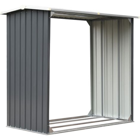 Casetilla para leña acero galvanizado gris 172x91x154 cm vidaXL (1/6)