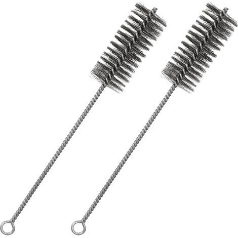 2 Pièces de Brosses pour Tuyaux de Poêle, Brosses à Chaudière, Brosses de Ramonage, Brosse Métallique en Acier Inoxydable pour Tuyau de Poêle Cheminée, 30 cm de Longueur Totale (1/3)