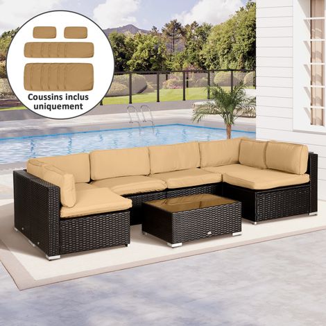 8 Housses Coussin Dossier Marron, Lot de 14 Housses de Rechange Coussins Salon de Jardin - 6 Housses Coussin d'assise (1/4)
