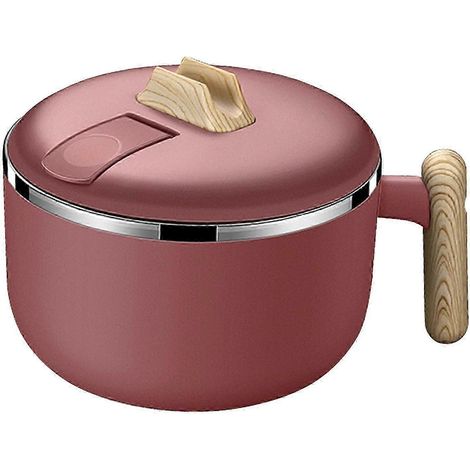 Edelstahl-Ramen-Schüssel, Schnellkochtopf für Ramen, Suppenschüssel, Nudelschüssel für Wandern, Reisen, Picknicks, Zuhause, Sofortkochen-Red (1/5)
