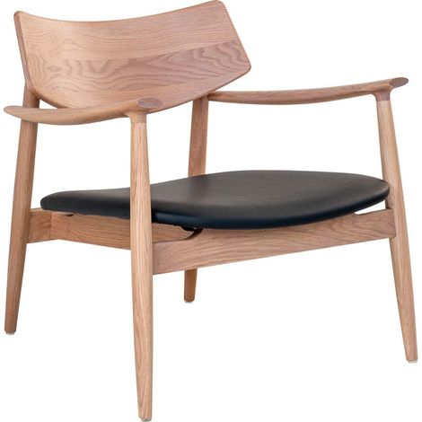 Fauteuil lounge 69x69x72 cm en chêne naturel et PU noir (1/5)