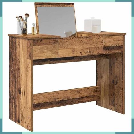 Table de Maquillage - 871669 - Bois ancien - 2 tiroirs - Miroir (1/5)