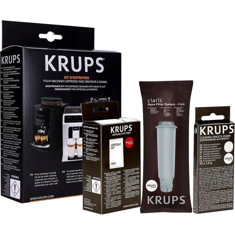 Kit de mantenimiento para cafeteras Krups: descalcificador, pastillas de limpieza y filtro de agua. (1/5)