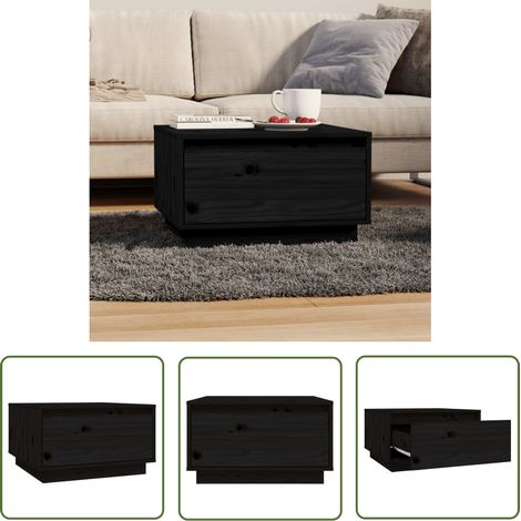 The Living Store Couchtisch Schwarz 55x56x32 cm Massivholz Kiefer - Couchtisch - Holzmöbel - Esszimmertisch - Sideboard - Massivholzmöbel (1/5)