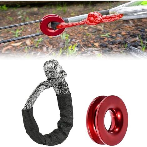 Synthetic Shackle Winch with Protective Sleeves, Soft Shackles Kit for ATV, UTV, SUV, Towing Trolleys (Black Soft Shackle) (1/5)