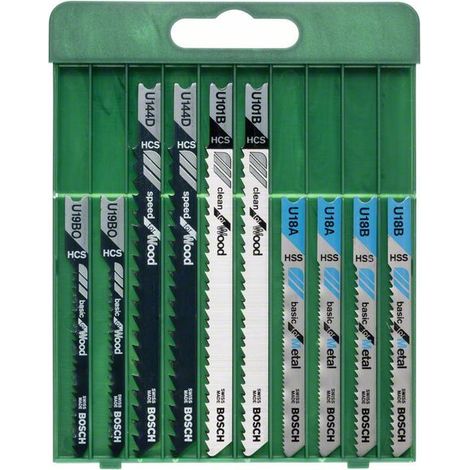 Bosch Stichsägeblatt-Set U Schaft, 10-tlg., (2, U 101 B), (2, U 144 D), (2, U 19 BO), (2, U 18 A), (2, U 18 B) (1/2)