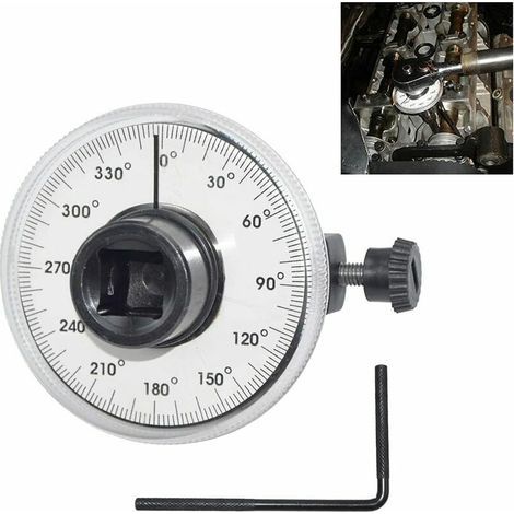 Jauge de serrage angulaire 360° – Clé dynamométrique avec bras réglable – Mesure précise jusqu'à 360 degrés – Incréments de 2 degrés (1/5)