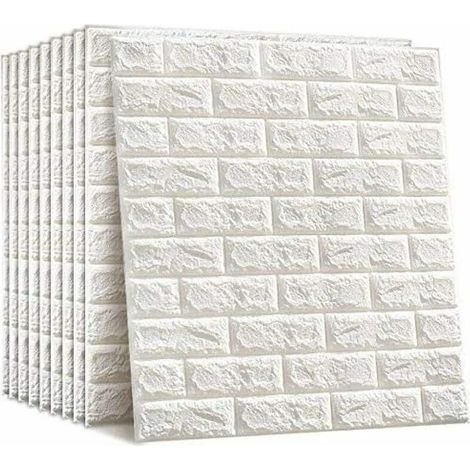 Panneau décoratif mural 3D auto-adhésif en mousse – Effet brique imperméable – Dimensions 77 x 70 cm – Lot de 10 pièces - 10pcs (1/5)