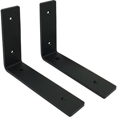 Lot de 2 Equerre Etagere Murale de 5 mm d'épaisseur échafaudage - Support Etagere Murale - Supports d'étagère Industriels Noirs avec vis Assorties (15 cm)-Karteo (1/5)