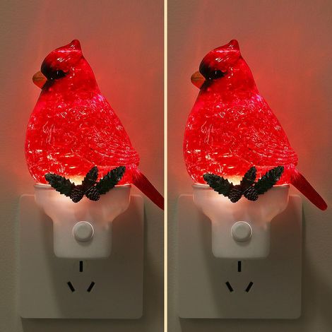 Lot de 2 Veilleuse cardinales de Noël à brancher au mur