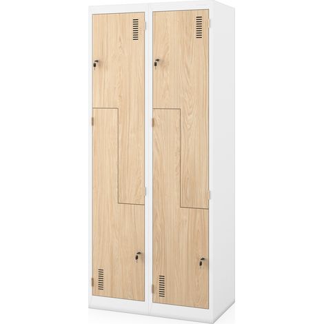 Casier vestiaire JULIA, 800 x 1850 x 450 mm, Eco Design : blanc/chêne sonoma