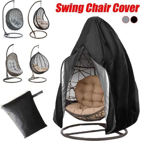 Housse de Chaise Swing Suspendue - Anti-poussière en Plein Air NOIR 190X115CM (1/4)