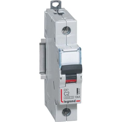 Disjoncteur DX³6000 10kA arrivée haute et départ bas à vis 1P 230V à 400V - 2A - courbe C - 1 module - LEGRAND