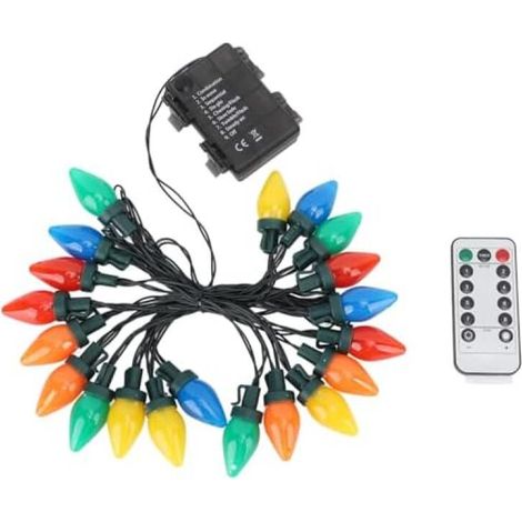 Guirlande Lumineuse Noël C9 Multicolore Forme Fraise 5 Mètres 20 LED Étanche Décoration Extérieur et Intérieur pour Cour, Maison, Fête et Mariage Ambiance Lumineuse Colorée