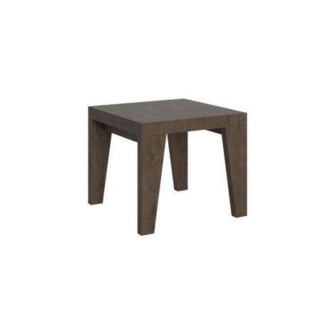 Petite table carrée 90-90cm extensible 10 personnes 90 à 246cm bois marron Naxo-Support 4 pieds (1/5)