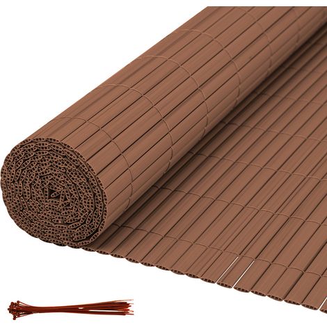 Randaco Canisse en PVC jardin balcon terrasse – Brise-vue et brise-vent, stable et facile à couper Marron 140 x 300cm