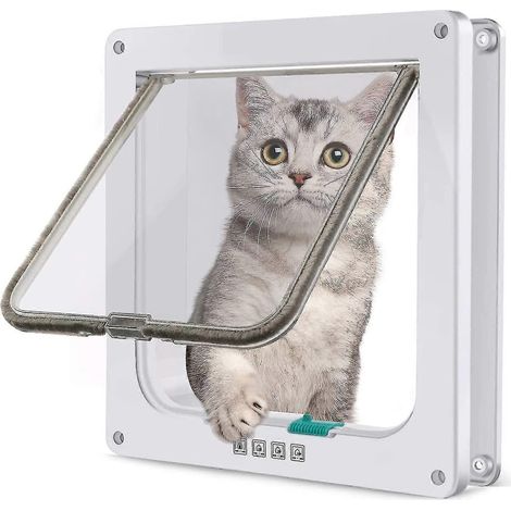 Huncv Grande porte pour chat 23,5 x 25 x 5,5 cm, porte chatire verrouillable 4 voies, porte silencieuse pour chien facile installer, convient aux ch (1/5)