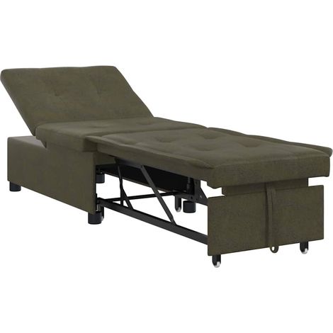 Canapé-lit，Canapé convertible Vert armée 67 x 194 x 38 cm Cuir suédé faux CFW49112 (1/5)