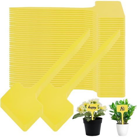 50 Yellow Plastic Plant Labels T-Type Waterproof Heavy Duty PVC for Identifying Vegetables, Flowers, Fruits and Herbs in Indoor and Outdoor Use (1/5)