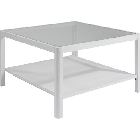 Ray Coffee Table - Glass - L80 x W80 x H45.5 cm - White/Clear - Full Assembly Required