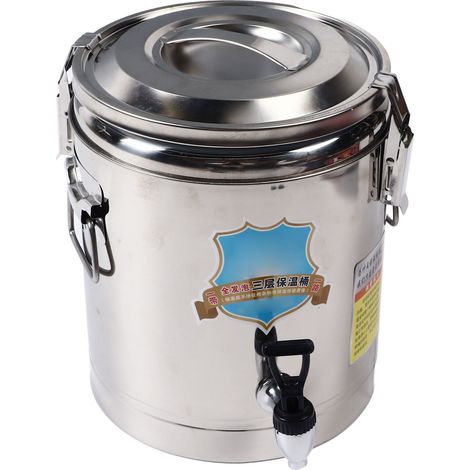 Seau à soupe isolé de 10l avec robinet, Pot à riz Commercial, poignée de couvercle à boucle en acier inoxydable, distributeur de boissons pour Restaurant