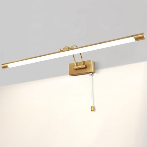 LED 12W IP44 Miroir Applique Murale Éclairage De Salle De Bain Laiton Intérieur Éclairage Avec Interrupteur, 60CM 3000K Appliques Pour Tableaux et Vitrines Bras Réglable Lampes De Lecture (1/5)