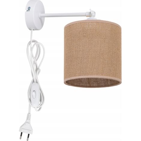 Wandleuchte, Wandlampe, Lampenschirm, Boho-Stil, Jute, Schlauch, Kabel (1/2)