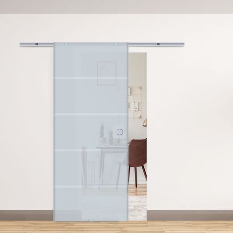 Porte coulissante en verre Porte coulissante Porte en verre Porte de pièce partiellement satinée x 900 2050 mm (1/4)