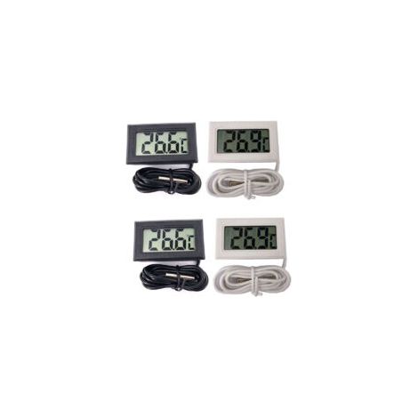 Mini termometro digitale LCD con sonda di temperatura, tester Guazhuni (2x nero, 2x bianco) - Crezuo