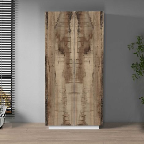 WHOUS Armadio multiuso Easy a 2 ante bianco opaco e acero 79,20x38x166 cm