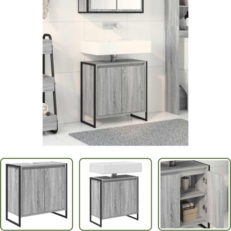 vidaXL Meuble salle de bain -  Cabinet de salle de bain avec porte Gris Sonoma 60 x 30 x 60 cm (1/5)