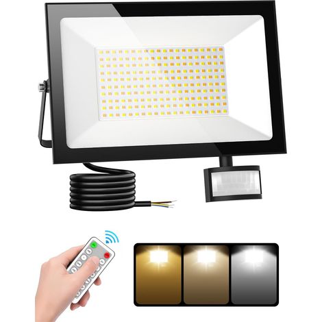 150W Projecteur LED Exterieur Detecteur de Mouvement,3000K/4500K/6500K Spot LED avec Télécommande,15000LM Projecteur Exterieur,IP66 Etanche Eclairage Exterieur pour Jardin Patio Garage