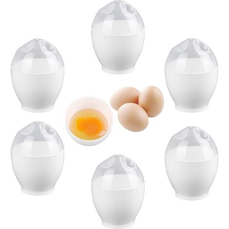 6 Pièces Pocheuse Oeuf Easy Egg Cooker pocheuses à œufs en Plastique Cuit Oeuf Micro Onde Poêle pour Micro OndesAntiadhésive Réutilisables avec Couvercle pour Cuisiner des Œufs Pochés Parfaits SansBPA (1/5)