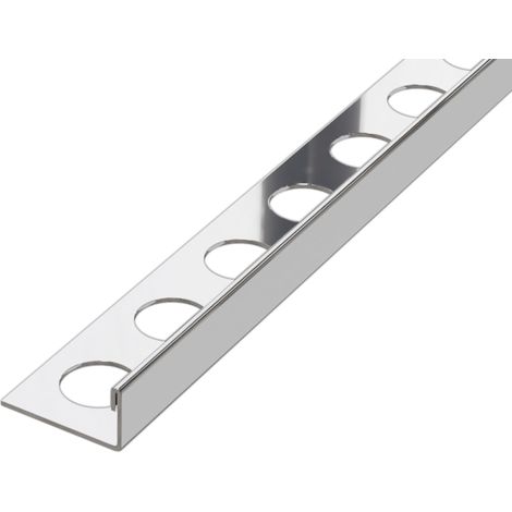 Winkelprofil J aus Edelstahl für Fliesen 8mm x 2700mm - silber poliert